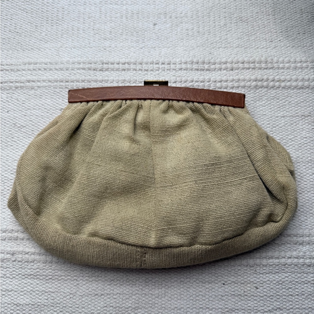 Pura Lopez Tan Gathered Clutch Wristlet